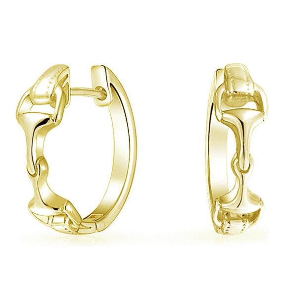 Equisite Golden Snaffle Bit Earrings - Picture 2 of 2